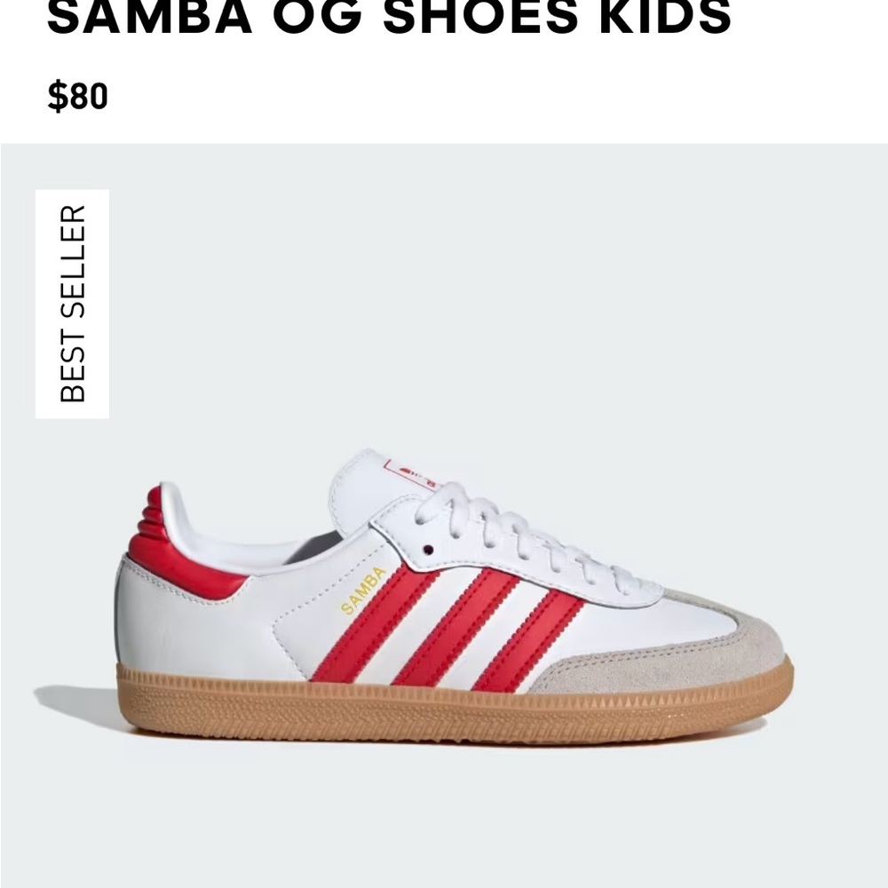 Adidas Samba OG Kids Shoes - White & Red